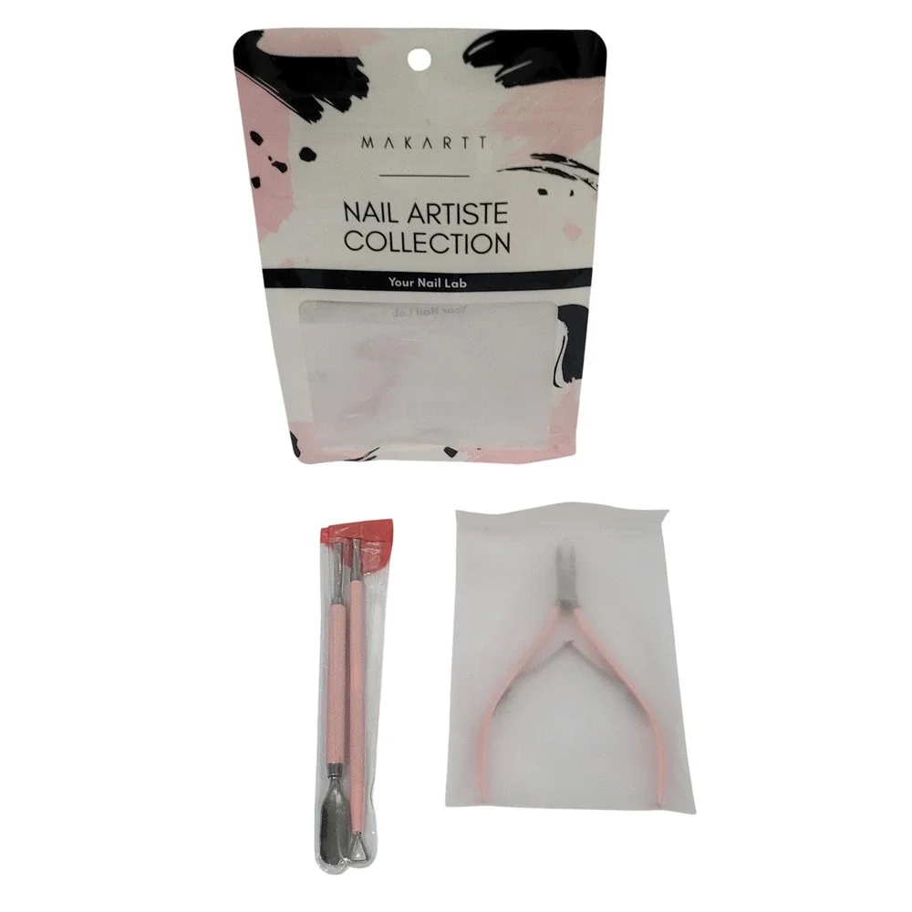 New Makartt Nail Artiste Cuticle‎ Cutter Pusher Tool Set Pink